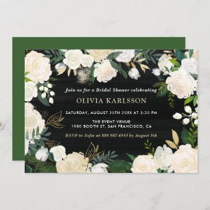 Invitation Fête des mariées rustique Aquarelle Pale Peonies