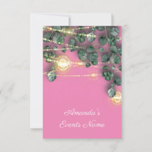 Invitation Fête des mariées Rustique Bois or rose pots Lumièr