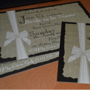 Invitation Fête des mariées Rustique Burlap Bow
