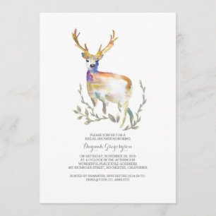 Invitation Fête des mariées rustique des cerfs de bois