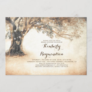 Invitation Fête des mariées Rustique des feux de chêne et de