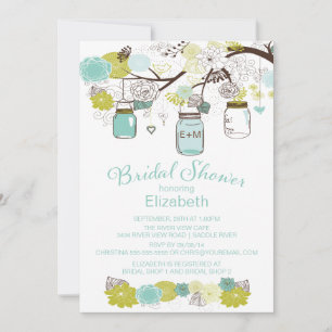 Invitation Fête des mariées rustique Mason Jar