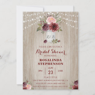 Invitation Fête des mariées rustique Rouge Floral Arrière - p