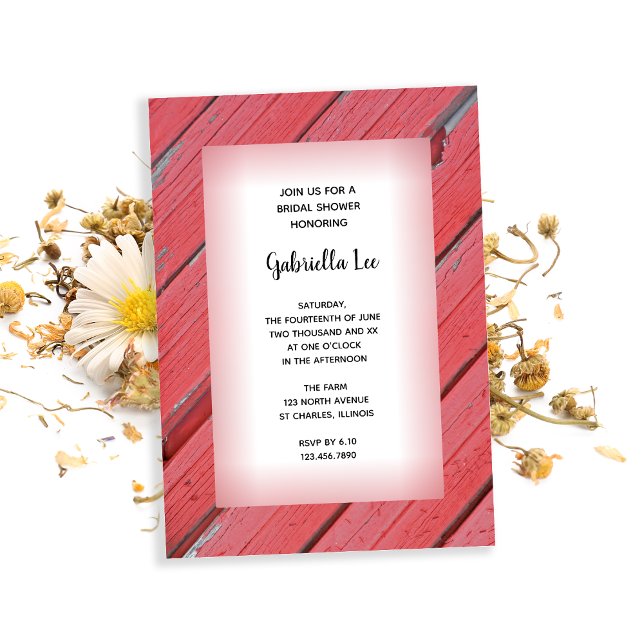 Invitation Fête des mariées rustique rousse de la grange bois (Créateur téléchargé)