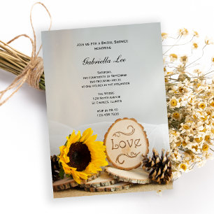 Invitation Fête des mariées rustique Tournesol