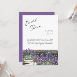 Invitation Fête des mariées Rustique Vintage Lavender Wood Li
