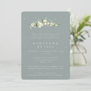 Invitation Fête des mariées Seafoam Green Snowberry+Eucalyptu