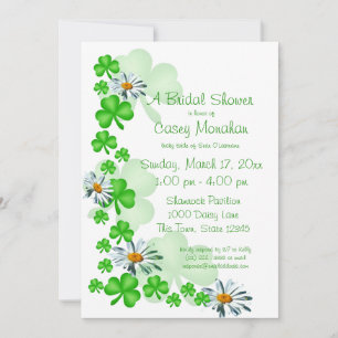 Invitation Fête des mariées shamrocks et marguerites