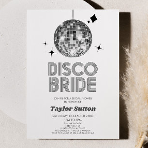Invitation Fête des mariées Silver Disco Ball Disco Bride