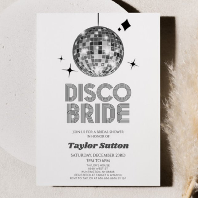 Invitation Fête des mariées Silver Disco Ball Disco Bride (Créateur téléchargé)