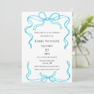 Invitation Fête des mariées simple en ruban turquoise