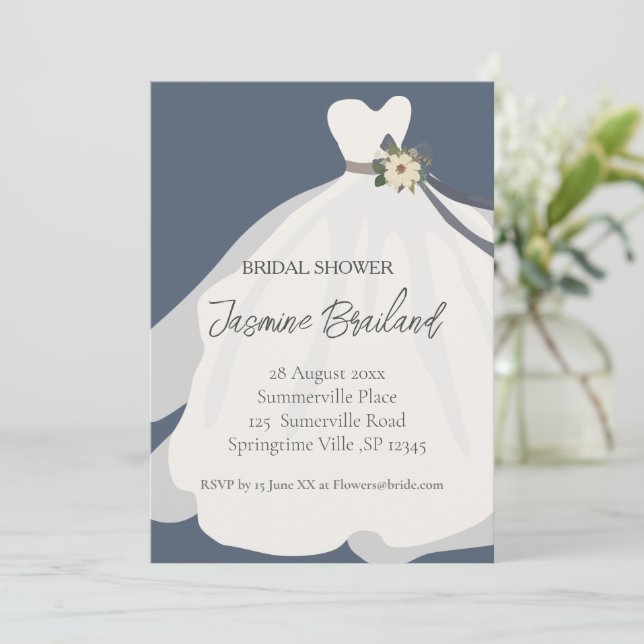 Invitation Fête des mariées simple Floral Bride Gown (Debout devant)