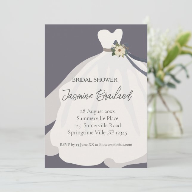 Invitation  Fête des mariées simple Floral Bride Gown  (Debout devant)