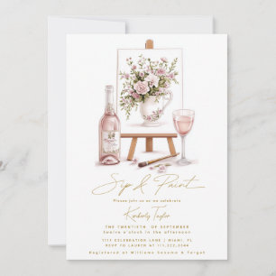 Invitation Fête des mariées Sip and Paint Party