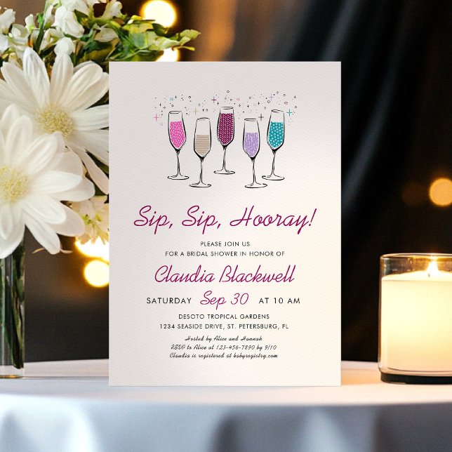 Invitation Fête des mariées Sip Sip Hooray (Créateur téléchargé)