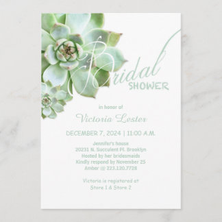 Invitation Fête des mariées Succulente fraîche