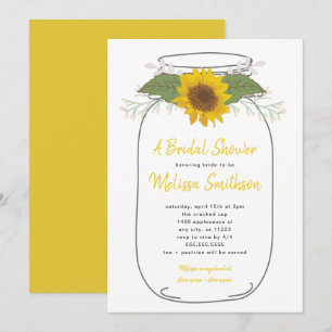 Invitation Fête des mariées Sunflower Mason Jar   BLANCHE