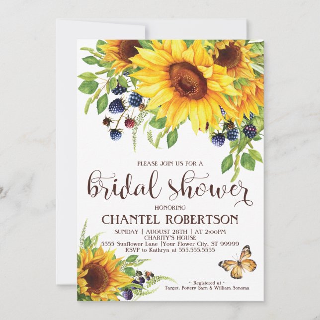 Invitation Fête des mariées Sunflower V3 (Devant)
