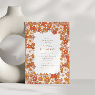 Invitation Fête des mariées super Boho Orange Floral Frame