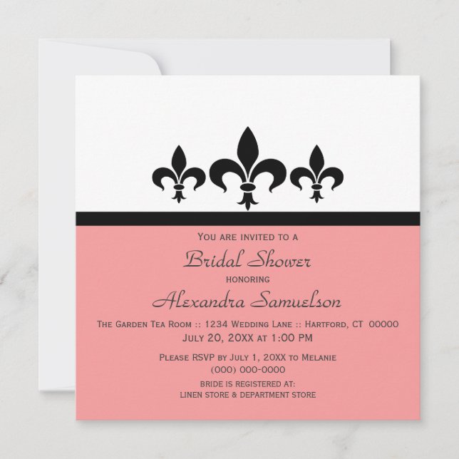 Invitation Fête des mariées Swanky Fleur De Lis Invitation, R (Devant)
