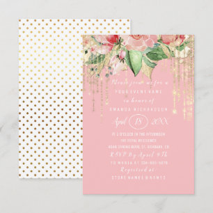 Invitation Fête des mariées Sweet 16e Rose Rose Gold Dots Éti