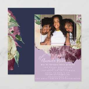 Invitation Fête des mariées Sweet 16ème Photo Purple Roses Fl