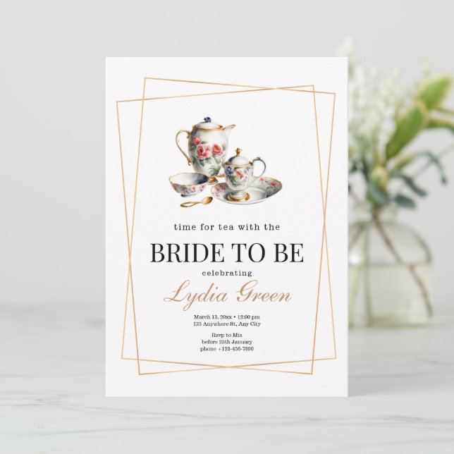 Invitation Fête des mariées Tea Party Temps pour Thé avec Bri (Debout devant)