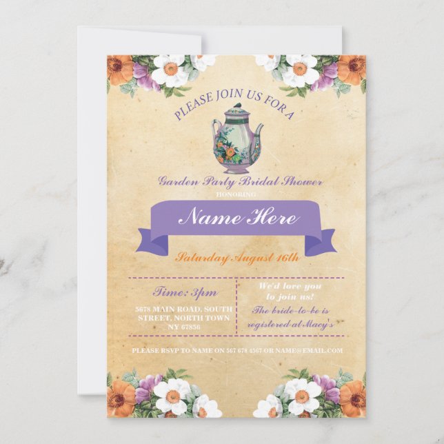 Invitation Fête des mariées Teapot Alice Au Pays Des Merveill (Devant)