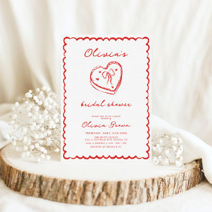 Invitation Fête des mariées tirée à la main de gâteau rétro