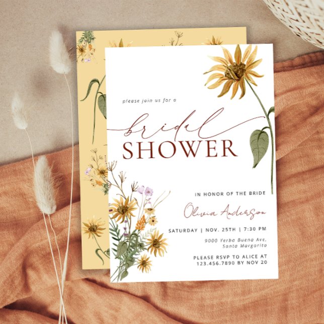 Invitation Fête des mariées tournesol (Créateur téléchargé)