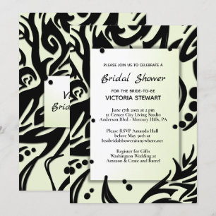 Invitation Fête des mariées tribale Abstraite noire et verte