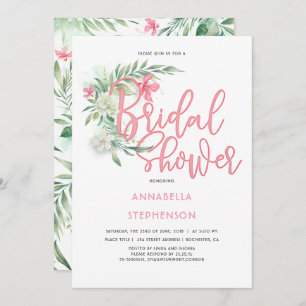 Invitation Fête des mariées Tropical Beach Flowers