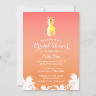 Invitation Fête des mariées tropicale d'ananas et de palmiers