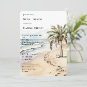 Invitation Fête des mariées tropicale de palmiers à noix de c