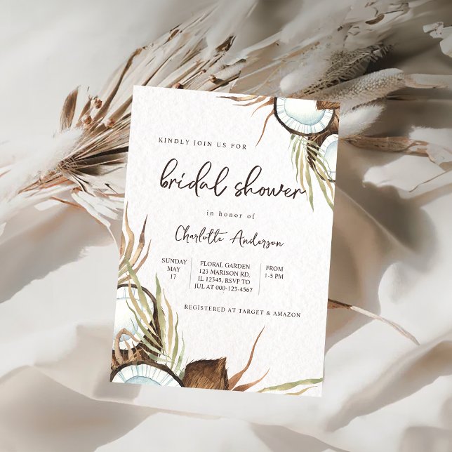 Invitation Fête des mariées tropicale Hawaiienne florale et n (Créateur téléchargé)