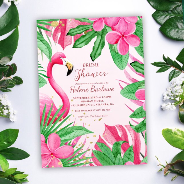 Invitation Fête des mariées tropicale rose (Pink Tropical Bridal Shower Invitation)