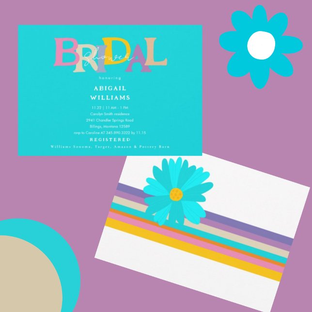 Invitation Fête des mariées turquoise Art déco rétro (Créateur téléchargé)