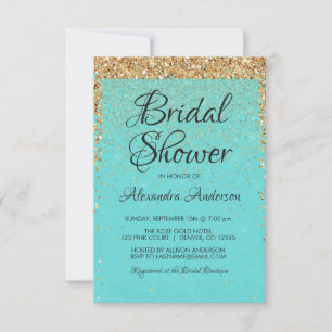 Invitation Fête des mariées turquoise Blue Girl Parties scint