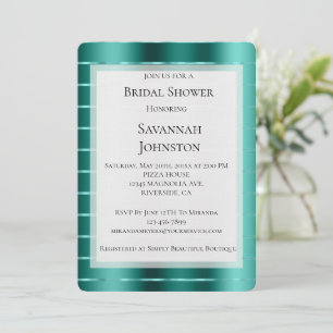 Invitation Fête des mariées turquoise de ruban vert
