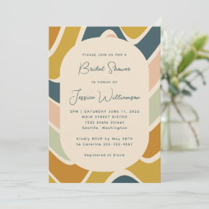 Invitation Fête des mariées Turquoise Retro Boho Abstraite Wa