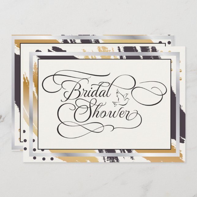 Invitation Fête des mariées | Typographie de peinture moderne (Devant / Derrière)