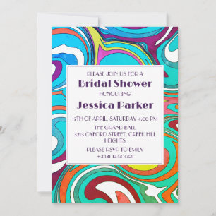 Invitation Fête des mariées unique Retro Grunge Wavy