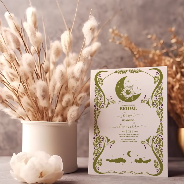 Invitation Fête des mariées végétale céleste vintage (Créateur téléchargé)