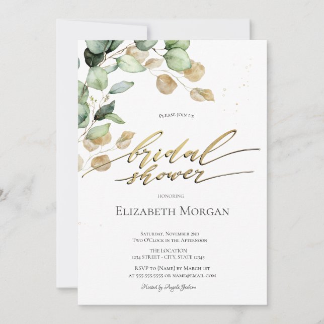 Invitation Fête des mariées végétale Eucalyptus (Devant)