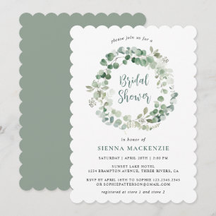 Invitation Fête des mariées végétale verte Eucalyptus Sage