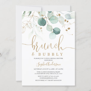 Invitation Fête des mariées verdoyante Gold Brunch & Bubbly