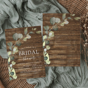 Invitation Fête des mariées Verdure Eucalyptus Bois rustique