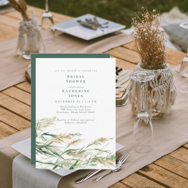 Invitation Fête des mariées verte Boho Grass (Créateur téléchargé)