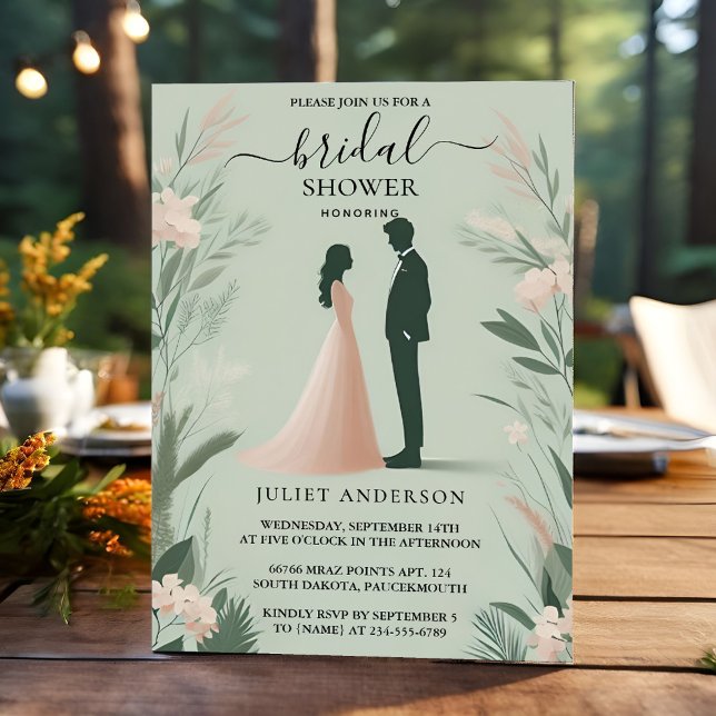 Invitation Fête des mariées verte de la mousse de broyage (Créateur téléchargé)