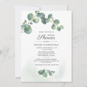 Invitation Fête des mariées verte Eucalyptus Succulent
